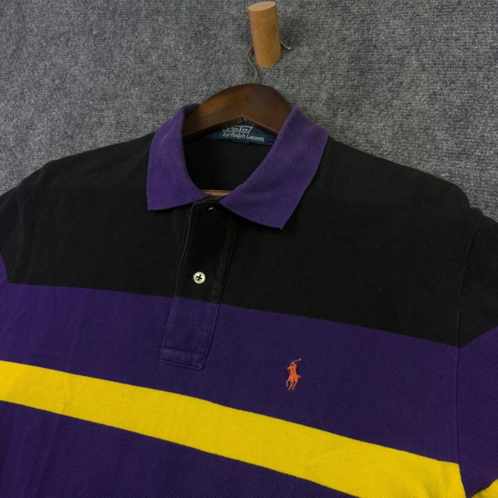 Polo Ralph Lauren Polo Shirt Mens M Multi Color Stripe Short Sleeve Cotton 0383